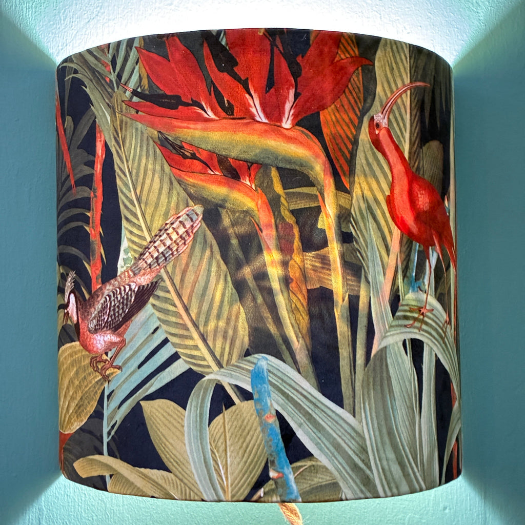 Thomas Klotz Wandlampe Stoffschirm Tropen-Muster Paradiesvogel Lampe - Mein Shop