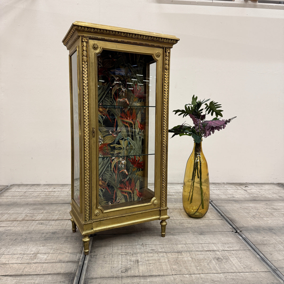 Thomas Klotz Upcycling Glasvitrine Barock Gold Tropen Muster Design Vitrine Unikat - Mein Shop