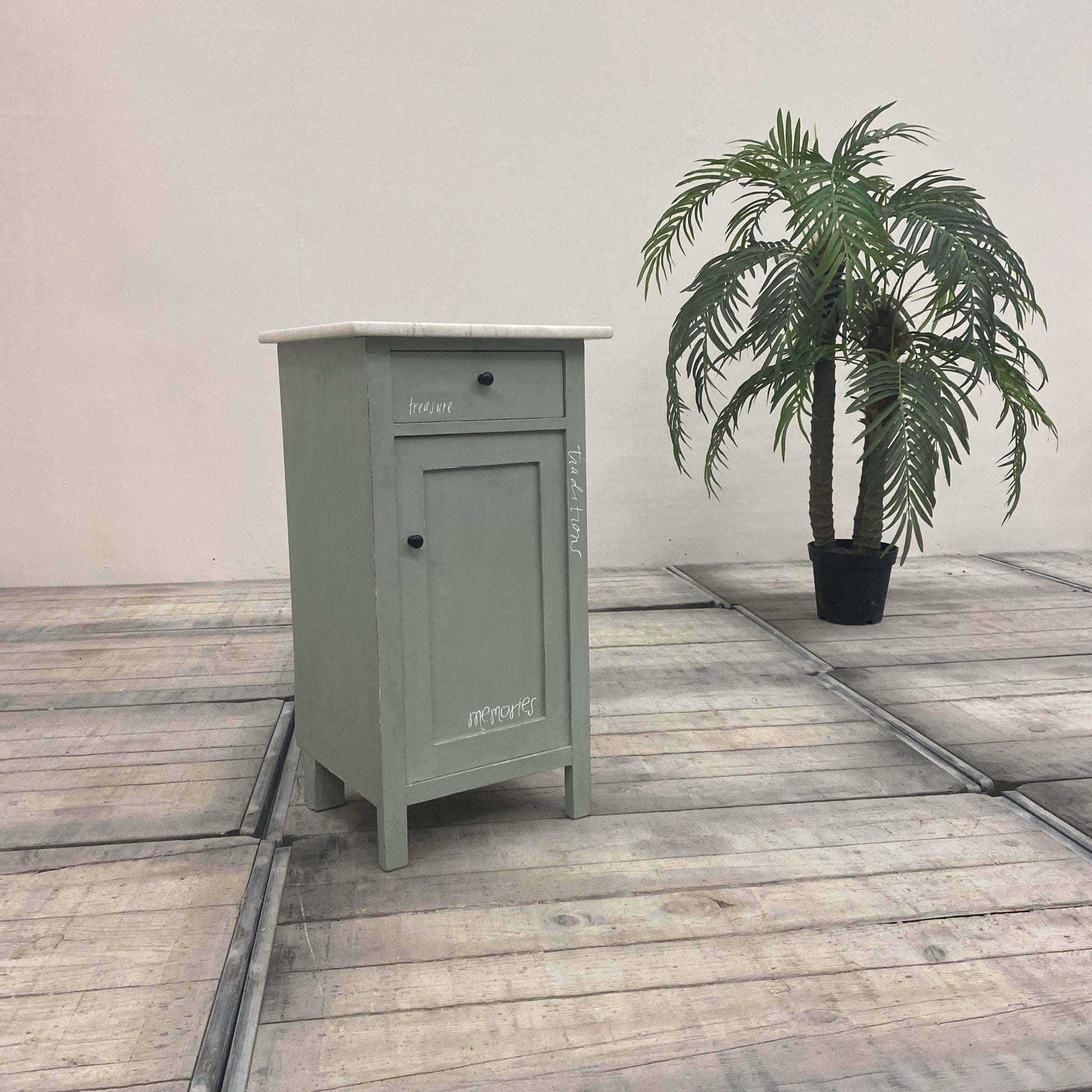 Thomas Klotz Nachtschrank Salbeigrün Holz Schrank Landhaus Stil Kommode - Mein Shop