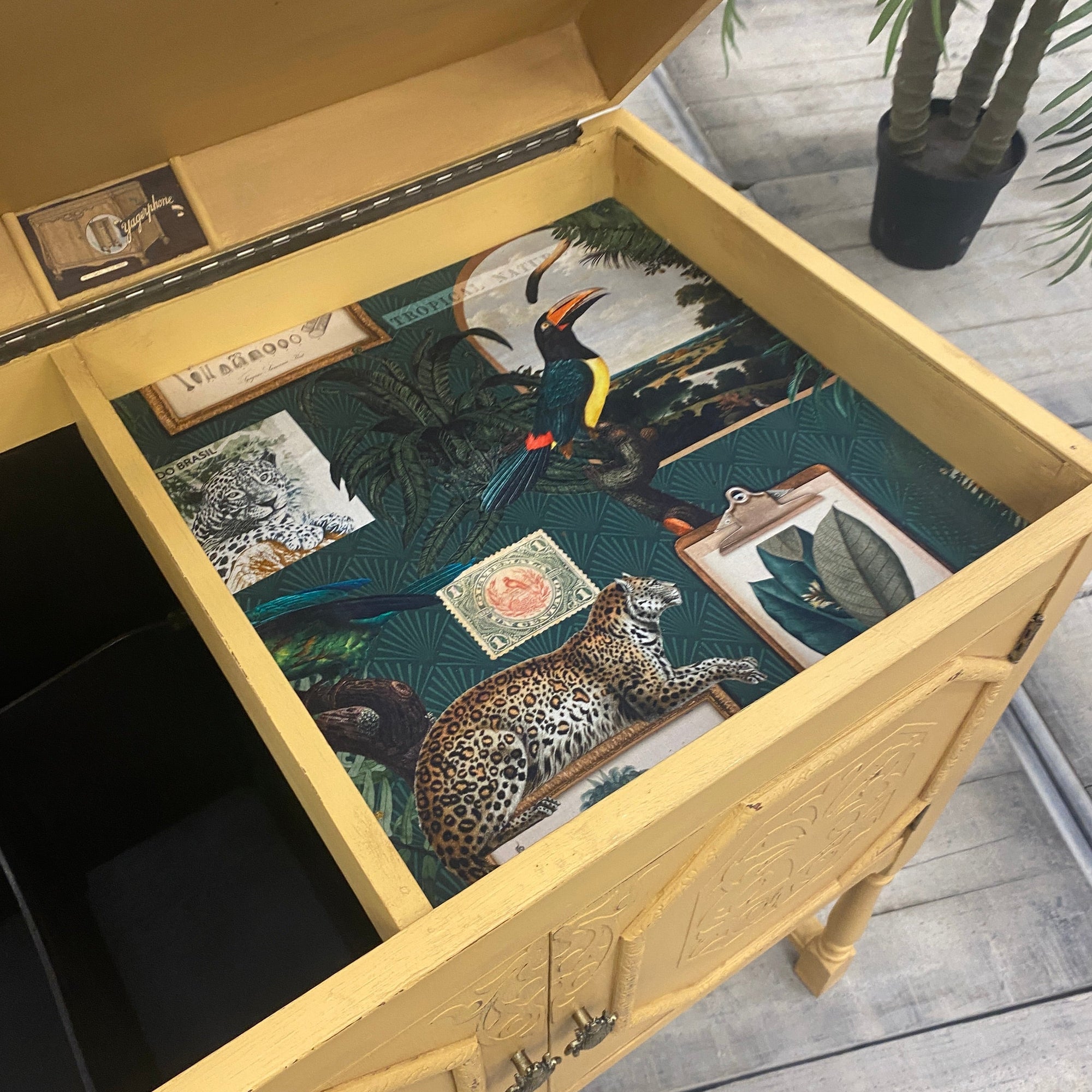 Thomas Klotz Alter Musikschrank „ Golden Palm“ Kommode Upcycled - Mein Shop