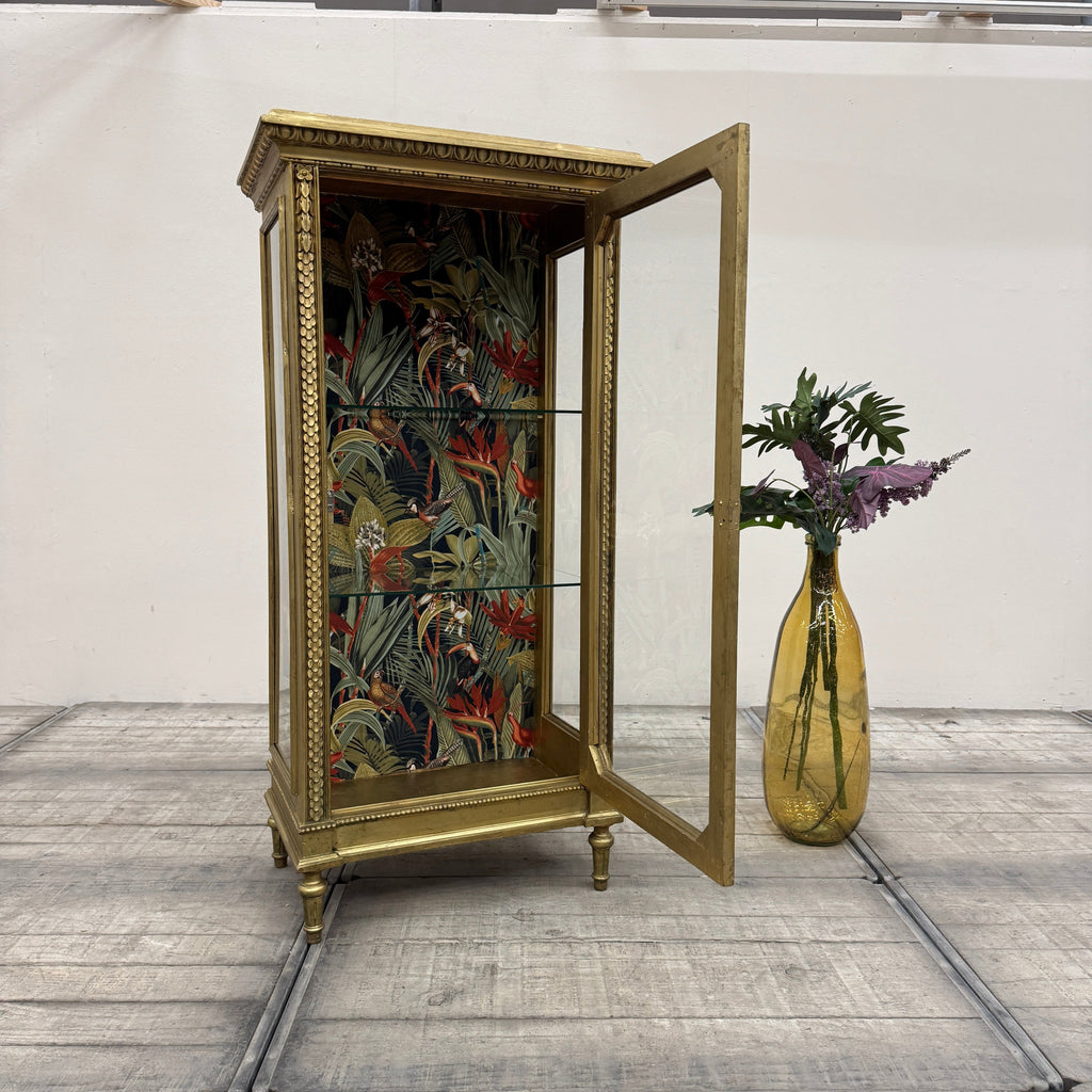 Thomas Klotz Upcycling Glasvitrine Barock Gold Tropen Muster Design Vitrine Unikat - Mein Shop