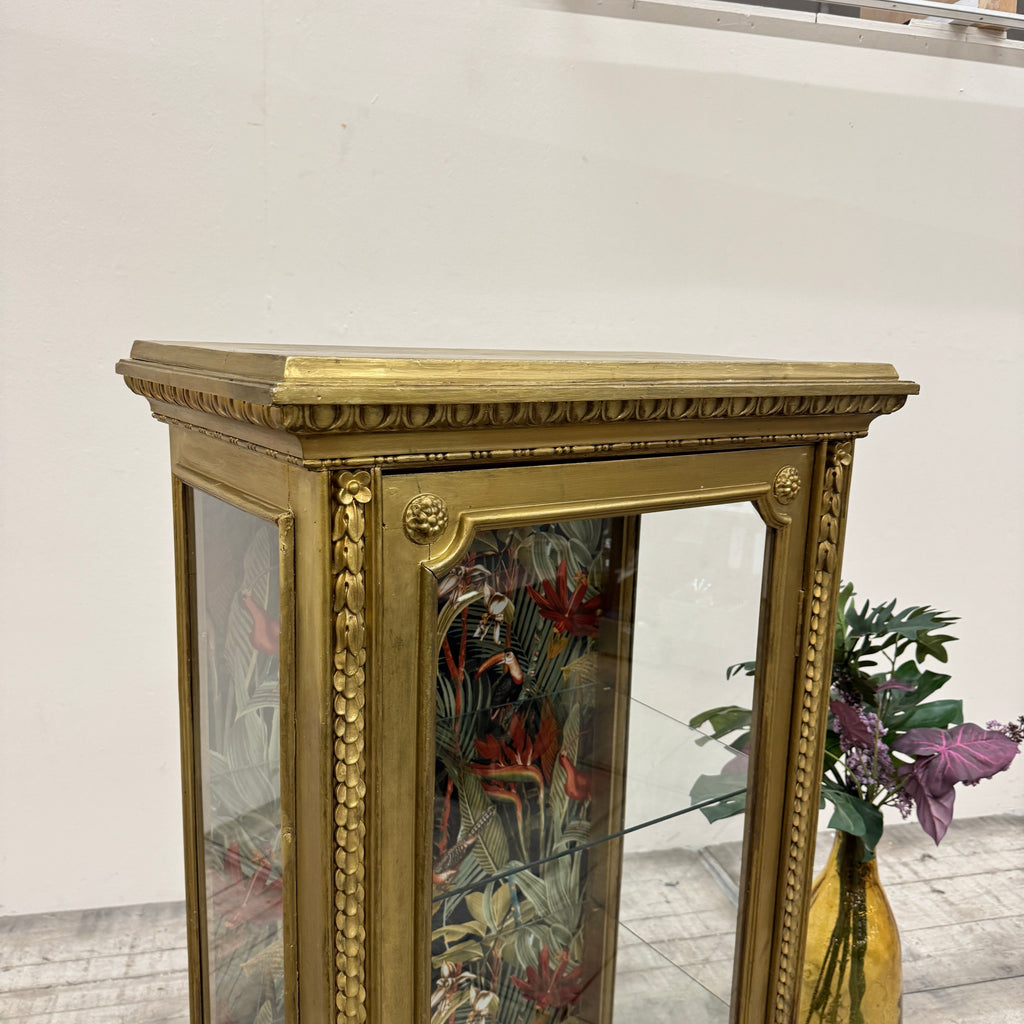 Thomas Klotz Upcycling Glasvitrine Barock Gold Tropen Muster Design Vitrine Unikat - Mein Shop