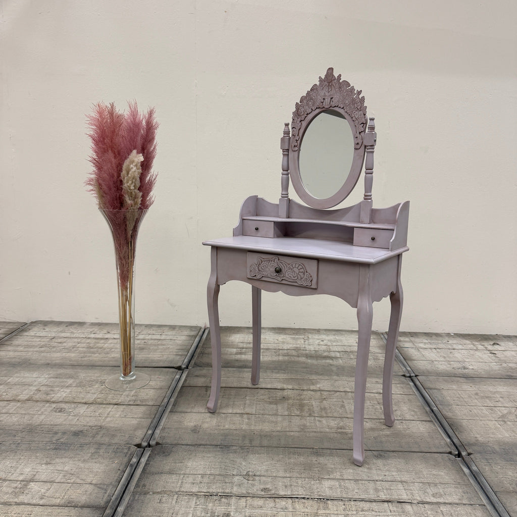 Thomas Klotz Upcycling Schminktisch „Alice im Wunderland“ Zartlila Lavendel Design Unikat - Mein Shop
