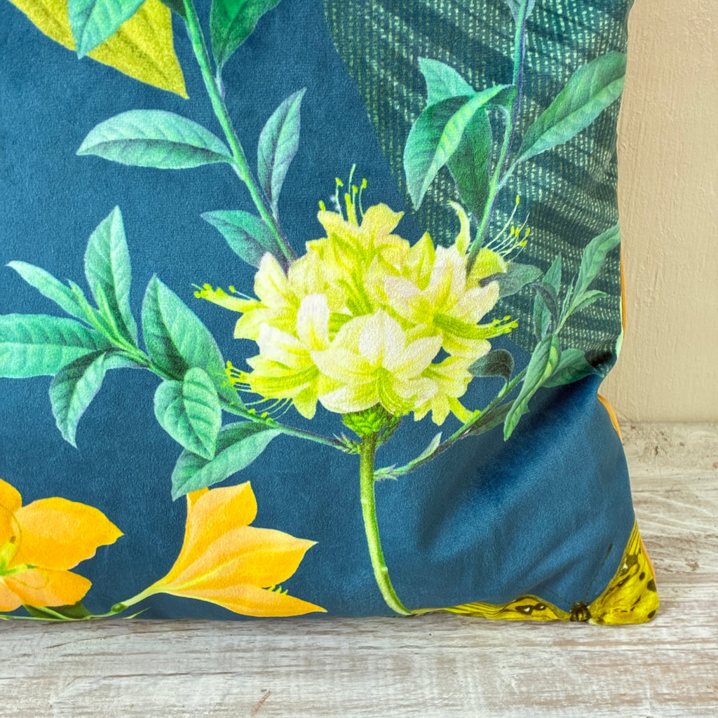 Thomas Klotz Dekokissen Tropische Blüten & Senfgelber Samt - Mein Shop