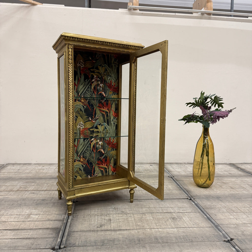 Thomas Klotz Upcycling Glasvitrine Barock Gold Tropen Muster Design Vitrine Unikat - Mein Shop