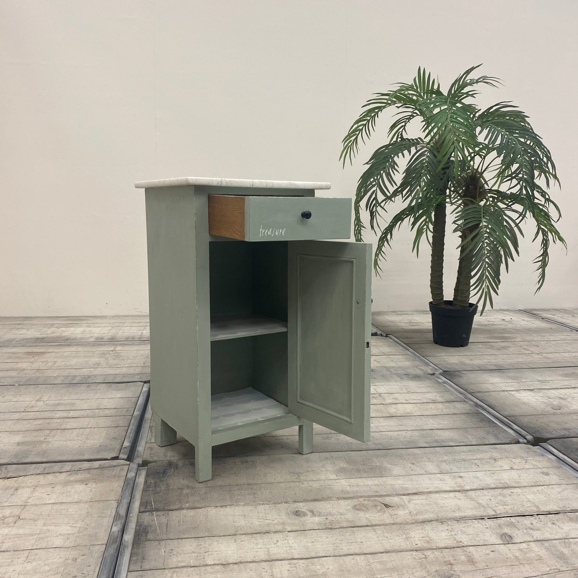 Thomas Klotz Nachtschrank Salbeigrün Holz Schrank Landhaus Stil Kommode - Mein Shop